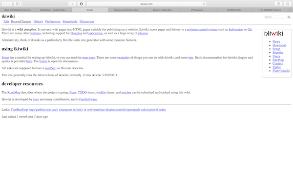 screenshot of ikiwiki.info