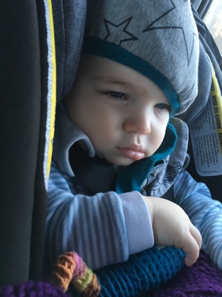 Taavi falling asleep in the car